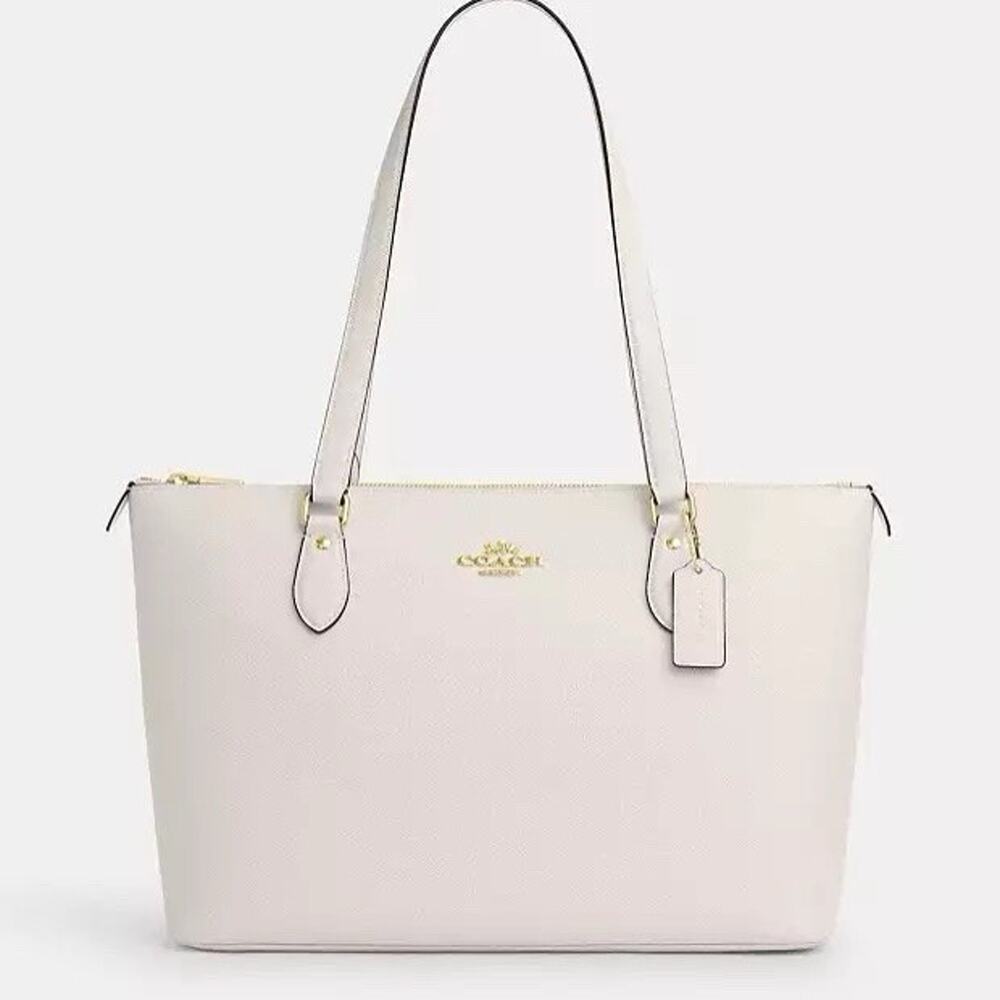 NWT Coach Gallery Tote Bag In Signature Canvas CV402 Gold/Chalk - Picture 5 of 8
